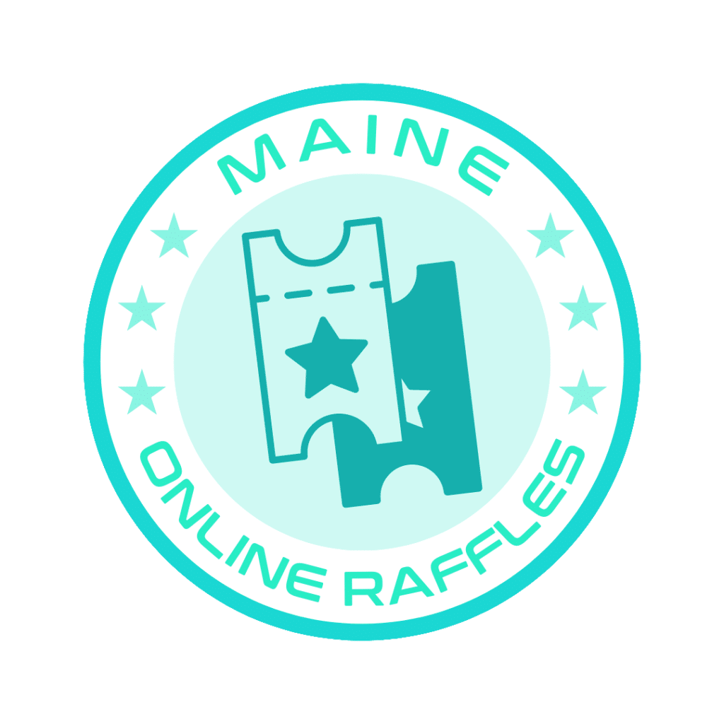 a blue and white round logo with a star and a ticket